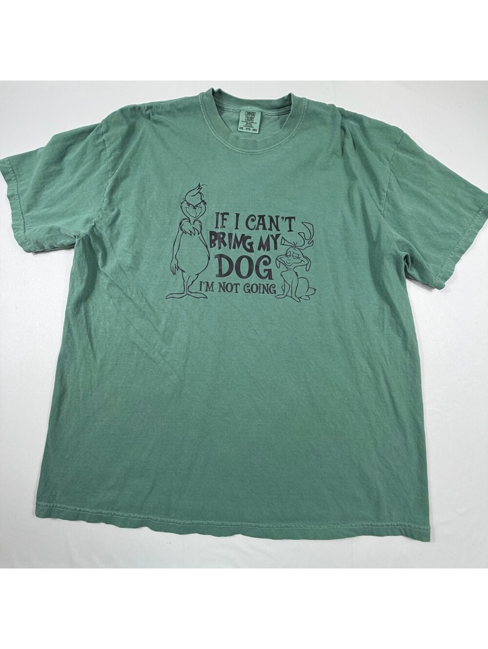 Comfort Colors 2XL Green Graphic T-Shirt with Dog and Grinch Design